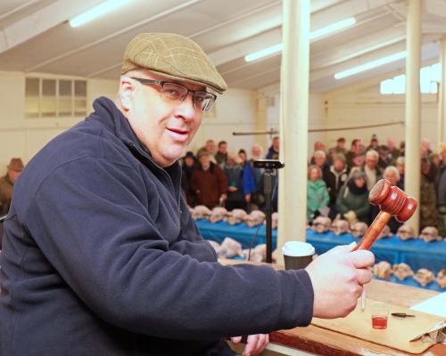 Tim Blyth on the rostrum at Keys 2023 Christmas Poultry Sale sm