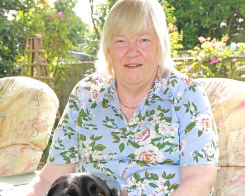Vision Norfolk Chair Karen Norton with her guide dog Mabel sm