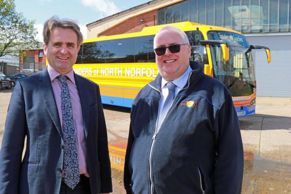 Guy Gowing of Arnolds Keys left and Charles Sanders of Sanders Coaches at the firms new Bessemer Road depot sm