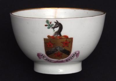 Lot 295 rare Lowestoft armorial tea bowl sold for 750