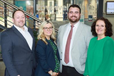 Lovewell Blake managers Sadie Nicholls centre left and Sam Palmer centre right with partners Ed Passmore and Mary Schofield sm