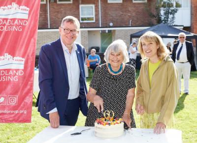 Michael Newey Caroline Pickering and Jenny Watson celebrate Broadland Housings 60th birthday sm