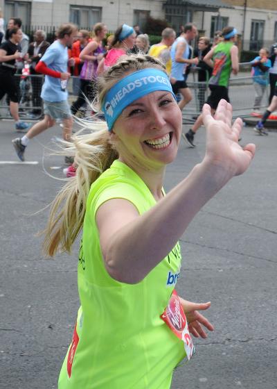 Natalie Roebuck at mile 21 of the London Marathon