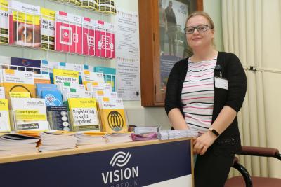 Vision Norfolk eye clinic support officer Aby Roberts at the Allies Eye Clinic in Cromer sm